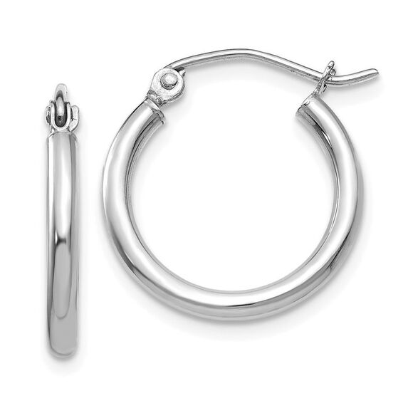 2mm, 14k White Gold Classic Round Hoop Earrings, 17mm (5/8...